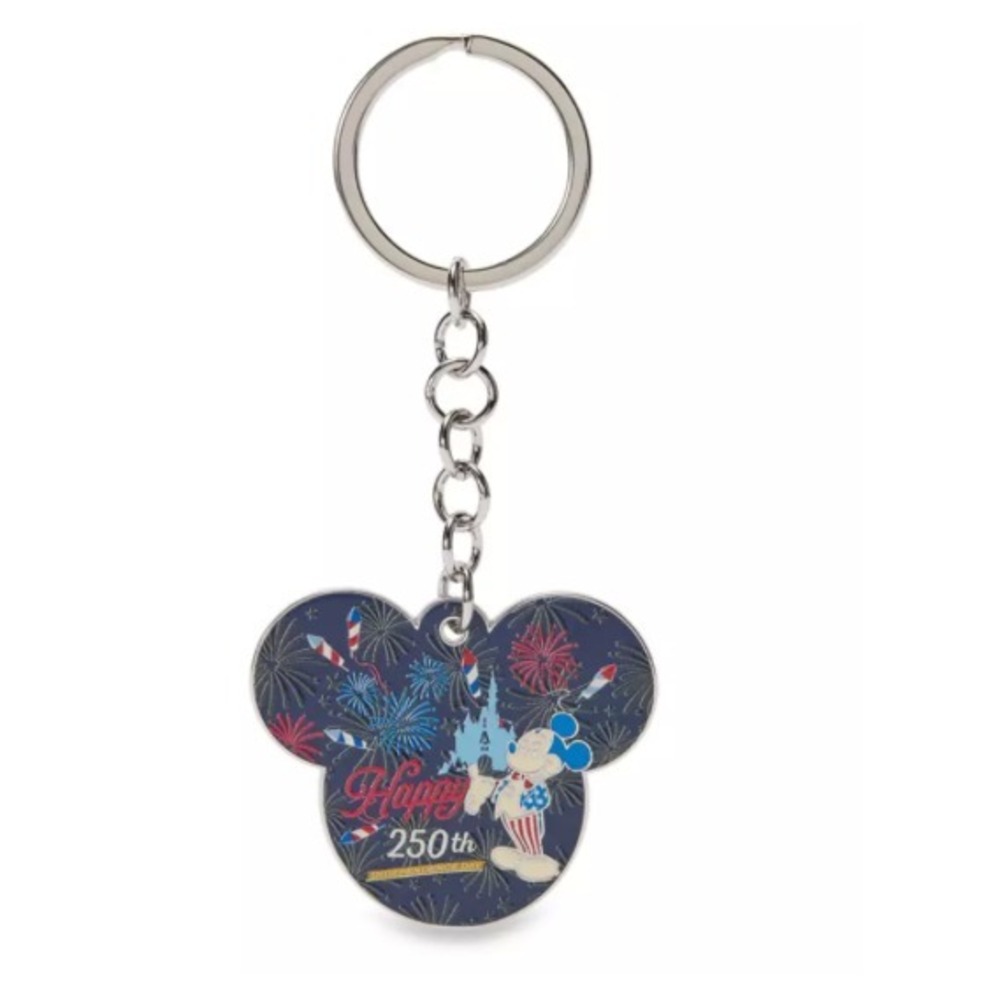 Disney 2026 Mickey Mouse " Happy 250th Years " Americana Metal Key Chain, New - Picture 2 of 4
